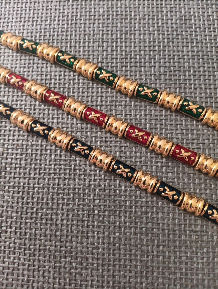 Joan Rivers coleção clássica de 3 pulseiras com cores esmeralda rubi e cobalto - Imagem 1 de 2