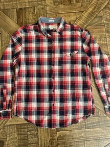 Camisa J.Crew Para Hombre Delgada Grande Roja Negra A Cuadros Larga Abotonada Ligera 311 - Imagen 1 de 8
