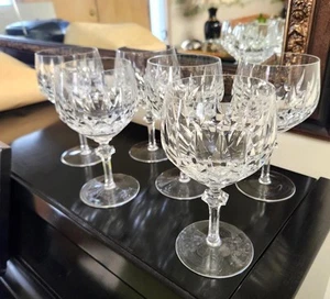 Six (6) Gorham Crystal Wine Glasses LA 5 1/4" Tall 5 fl oz - Picture 1 of 2