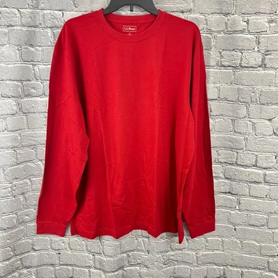 L.L. Camisa roja profunda Bean para hombre ajuste tradicional grande manga larga cuello redondo Foto 1 de 4