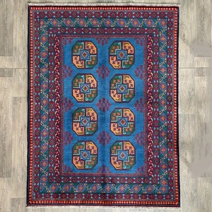 205 x 151cm Vintage Handmade Afghan Carpet Aqcha Traditional Oriental Wool Rug - Picture 1 of 23