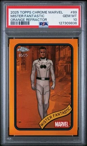 2025 Topps Chrome Marvel Mister Fantastic Orange Refractor /25 PSA 10 - Picture 1 of 1