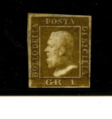Italy-Two Sicilies #11 (I221) Ferdinand II, 1g dark brown, 1859, U,FVF,CV$875.00 - Image 1 of 2