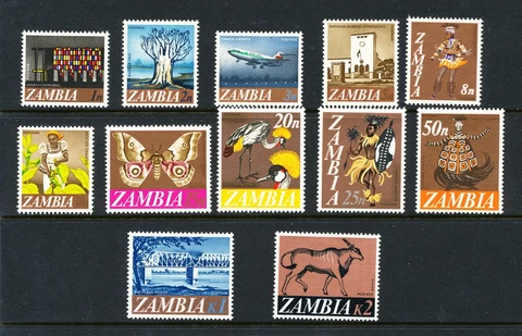 ZAMBIA 1968 SG 129/40 Light Mounted Mint Set Cover