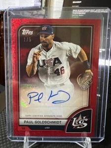 2023 Topps Clásico Mundial de Béisbol ROJO HOT LÁMINA Paul Goldschmidt Automático 1/5 - Imagen 1 de 1