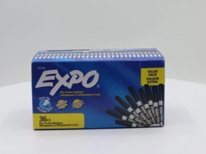 EXPO Low Odor Dry Erase Markers Fine Tip Black 36 Count
