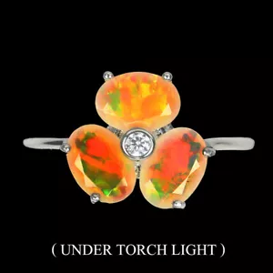 925 Sterling Silver Ring Oval Fire Opal 7x5mm Gemstone Jewelry 7 - Picture 1 of 9