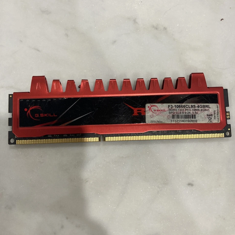 G.Skill 4GB RAM (1x4GB) PC3-10666 DDR3-1333 Desktop SDRAM F3-10666CL9S-4GBRL - Image 1 of 4