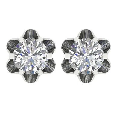 Six Prong Solitaire Studs Lab Grown Round Diamond VS1 F 0.55Carat 14K White Gold - Image 1 of 4