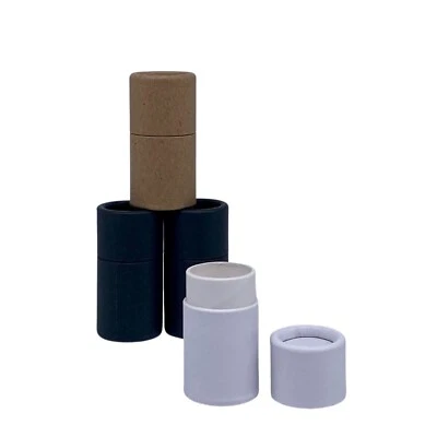 25 tubos de bálsamo labial .2 oz / 6 g estilo corto papel Kraft cartón contenedor push-up Foto 1 de 4