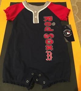 BOSTON RED SOX BASEBALL ONE PIECE OUTFIT CREEPER BODY SUIT GIRLS SIZE 18M NWT - Picture 1 of 2