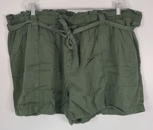 Pantalones Cortos Terra & Sky Verde Pull On 2x 20/22 Ancho Algodón Viscosa Lino Corbata Cintura - Imagen 1 de 9