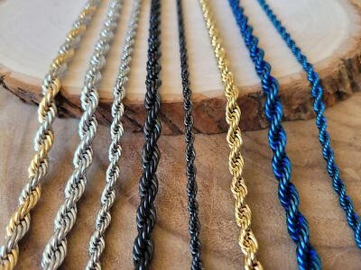 Collar de cadena de cuerda de acero inoxidable - Collar de motociclista de cadena de cuerda de acero inoxidable Foto 1 de 2