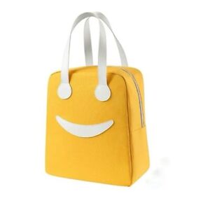 Waterproof Lunch Bag Yellow Color Smiley Design Heat Insulated for Unisex