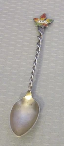 Vintage Canada Sterling Silver Souvenir Spoon Enamel Maple Leaf Roden 925 Demi - Picture 1 of 4