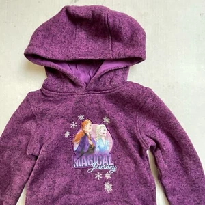 Disney Sweater Jacket Girls 4T Purple Frozen Sweatshirt Full Zip Hooded Hoodie - Picture 1 of 6