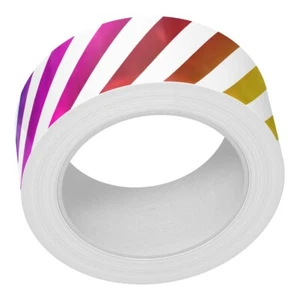 New! 1 Roll Lawn Fawn Foiled Washi Tape - Diagonal Rainbow Stripes LF3289 - Picture 1 of 1