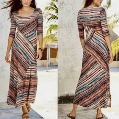 Maxi Vestido Peruano Conexión Monserrato Multicolor Jersey Elástico M Foto 1 de 4