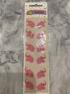 Vintage 80’s Sandylion Pink Elephant Fuzzy Stickers 1980’s New Sheet In Package - Picture 1 of 1