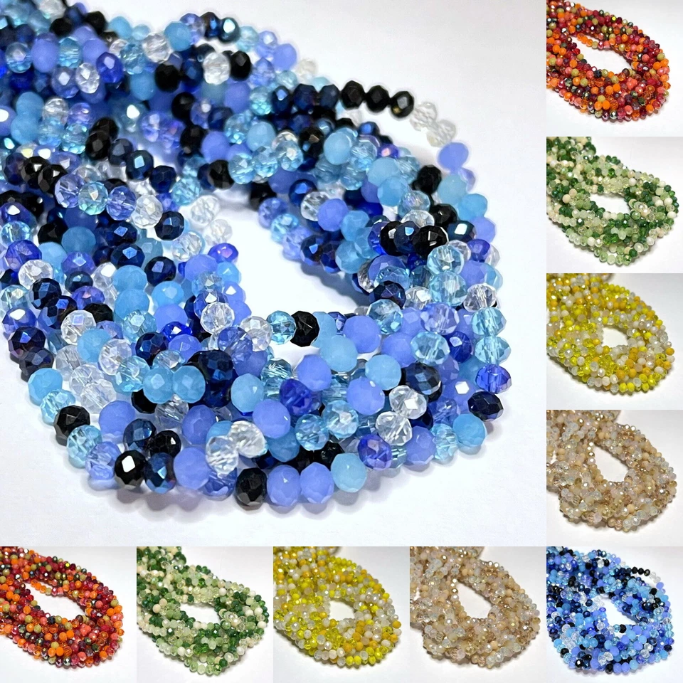 Kristall Perlen Glasperlen Glasschliffperlen Rondelle Mix 4,5x3,5mm 130Stk. - Bild 1 von 1