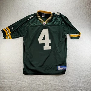 VTG Brett Favre #4 Green Bay Packer Football NFL Jersey Reebok Green Nylon LG - Picture 1 of 14