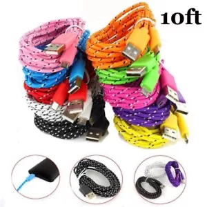 10FT 3M Braided Data Sync MICRO USB Charger Cable FOR Samsung Sony Nokia HTC LG - Picture 1 of 22