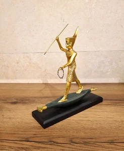 King Tutankhamun's Golden Statue on Reed Boat- Medium Size - Picture 1 of 14