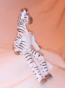 ZEBRA Vtg Anthropomorphic Ethnic Wood Shelf Sitter Jointed Leg Poses As Is - Picture 1 of 8