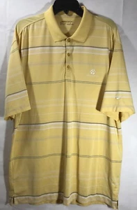 Nike Golf S/S Polo Shirt Large Yellow White Stripe EUC 267447-705 Grand Bear - Picture 1 of 5