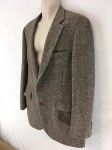 Giacca su misura Harris Tweed da uomo 42 R marrone tweed lana scozzese USA - Foto 1 di 12