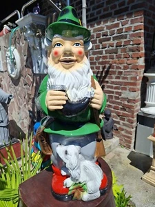 Jäger Gartenzwerg Figur Groß Horn Zwerg Hund Glanz Skulptur Garten Werbefigur - Picture 1 of 5