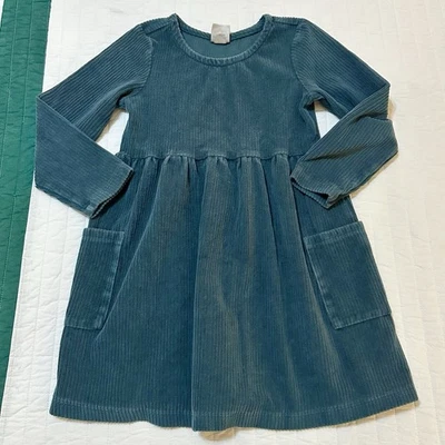 Hanna Andersson ребристый бархат карман платье можжевельник зеленый размер 110 девочек 5 - Изображение 1 из 4