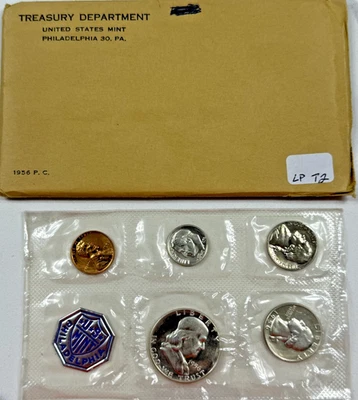 1956 United States Mint 90% Silver Proof Set Type 2 w/OGP - 5 Coins - Image 1 of 3