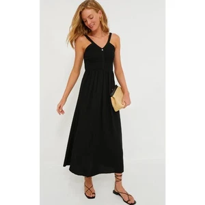 Tuckernuck Black Gillian Sleeveless Smocked Resort Summer Vacation Maxi Dress XS - Picture 1 of 15