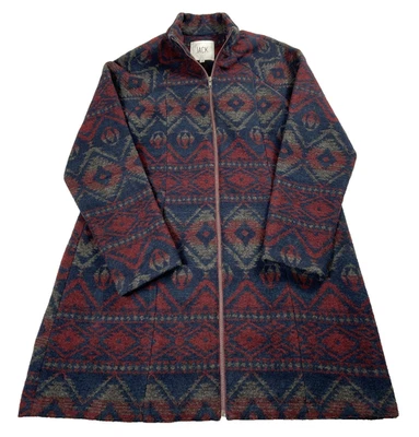 Jack Coat Womens Small Aztec Wool Blend Full Zip Jacket Southwestern Pattern - Image 1 of 4