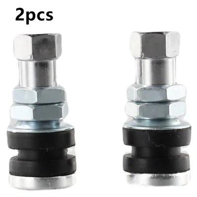 2x Metal Car Tubeless Vacuum Tire Valve Stems Dust Silver Tire Valve Short Stems - Image 1 of 4