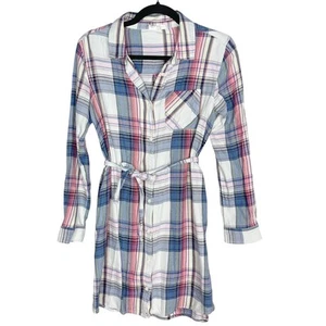 Gap Kids Girls XXL 14-16 White Blue Pink Plaid Classic Shirt Dress Button Front - Picture 1 of 9