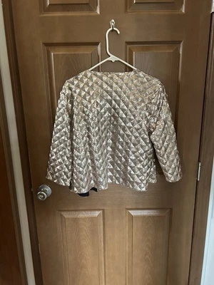 Chaqueta Haoduoyi Metálica Acolchada Frente Abierto - Oro Rosa, Mujer XXL Foto 1 de 3