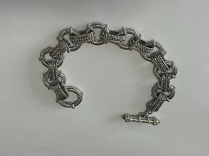 Judith Ripka Sterling Silver Toggle Round Chain Link Bracelet 925 CZ 8.25” - Picture 1 of 6
