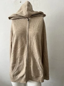 Chinti & Parker Beige Full Zip Long Sleeve Pullover Soft Hoodie 100% Cashmere L - Picture 1 of 10