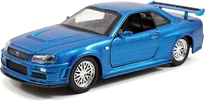 Modèle De Voiture NISSAN SKYLINE GT-R R34 BRIAN Bleu 1/32 Jada Toys - Photo 1/4