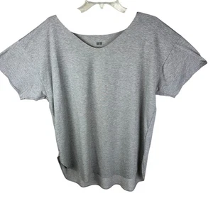 Uniqlo Women Gray Short Sleeve T-Shirt L Casual Blouse - Picture 1 of 4