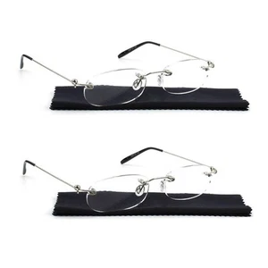 Viseng 2 Pairs Unisex Super Lightweight Rimless Quality Readers Ultra Thin Cl... - Picture 1 of 6