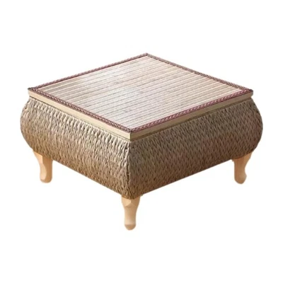 Rattan-Couchtisch, Beistelltisch, japanischer Bodentisch, Tatami-Teetisch für - Bild 1 von 4