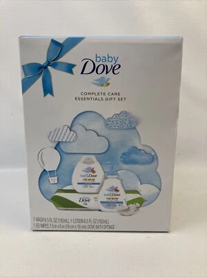 Baby Dove Complete Care Essential Rich Moisture Wipe & Bath Sponge Gift Set NIB - Image 1 of 4