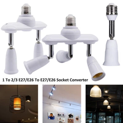 1 To 2/3 E26 E27 Light Socket Splitter Adapter Converter Base Holder 360 Degree - Image 1 of 4