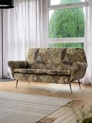 VINTAGE 1950s MIDCENTURY ITALIAN PETITE SOFA MORRIS & CO ACANTHUS Minotti retro - Image 1 of 4