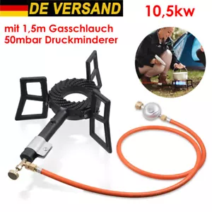 Hockerkocher Gaskocher Gasbrenner Campingkocher Wok 10,5kw Druckminderer - Bild 1 von 10