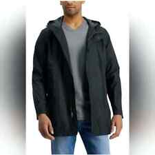 NWT Alfani Nylon Packable Rain Coat Mens Stretch Limo Black Hooded Size L