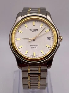 Tissot 1853 Titanium PR 50 Swiss Men's Watch Two Tone J176/276K New Battery - Picture 1 of 14